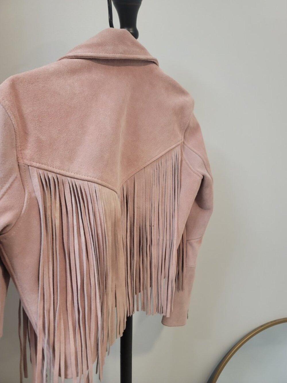 Free People Understand leather Fringe jacket Small Pink - Picture 6 of 8